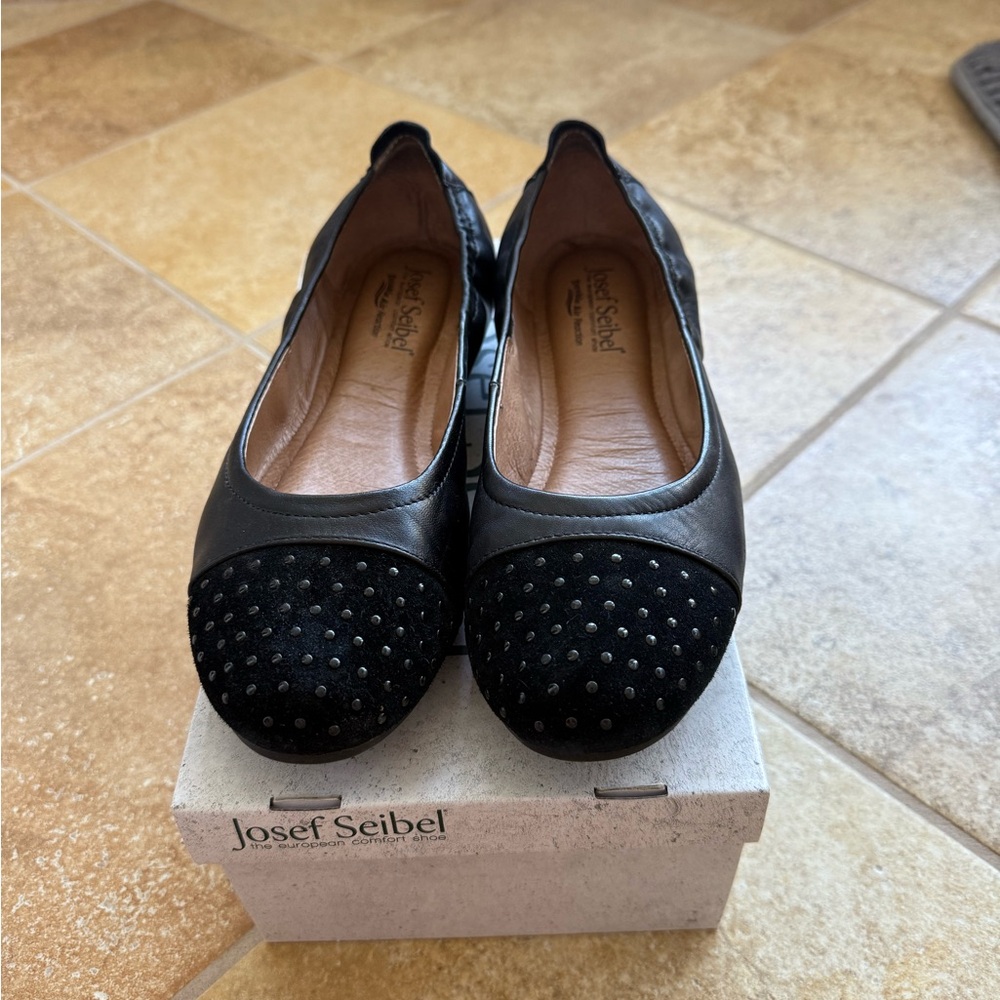 Josef Seibel Black Studded Loafers